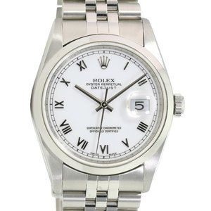 Rolex Datejust Mens Watch Stainless Steel White Roman Jubilee Band 16200 36mm